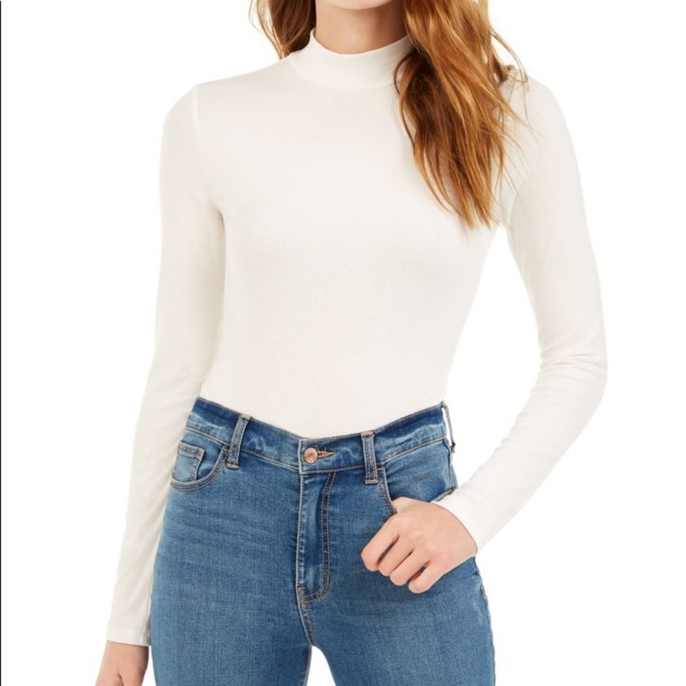 NWT Mock-Neck Ribbed Bodysuit - Snow White
